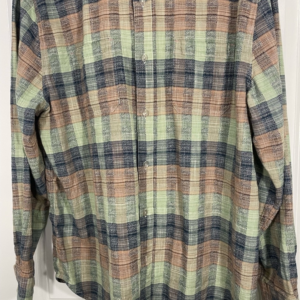 Carbon2Cobalt Men's Casual Plaid Shirt - Green, Blue, and Brown Sz Large CB-109 - Picture 5 of 9